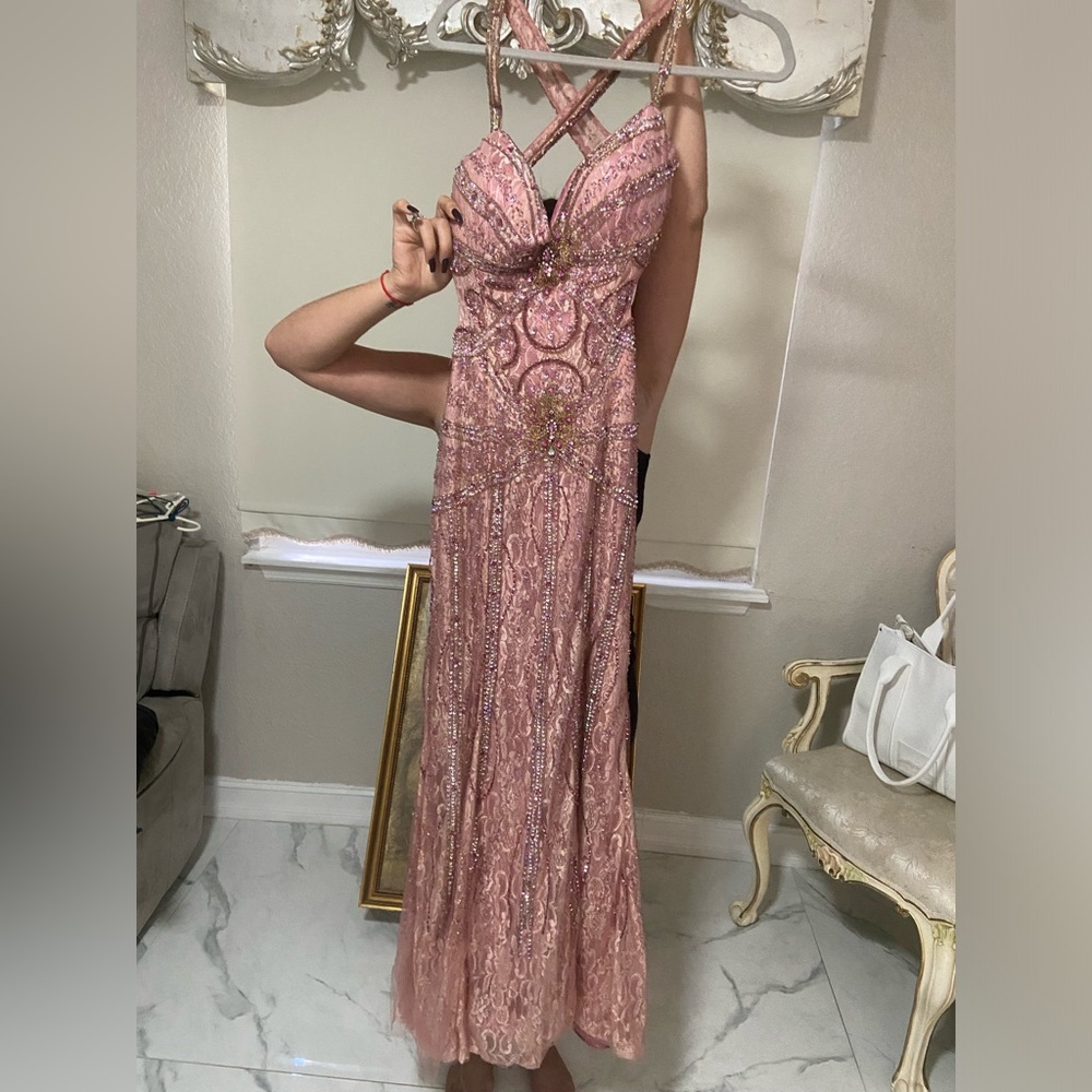 Beautiful pink beaded gown